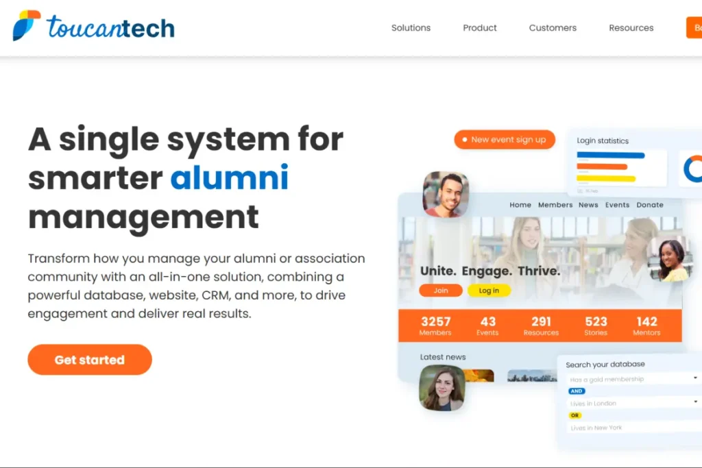 ToucanTech is a single-centered alumni management platform