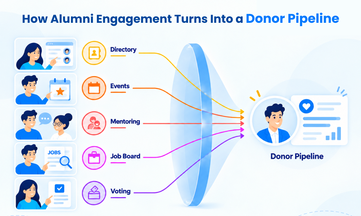 When alumni directories, events, mentoring, jobs, and voting work together, associations gain a clearer view of member engagement. Active alumni are often easier to connect with and may be more open to giving. A connected system turns everyday engagement into stronger relationships and more natural fundraising opportunities